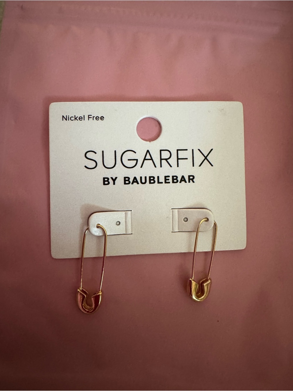 BaubleBar Gold Safety Pin Drop Earrings